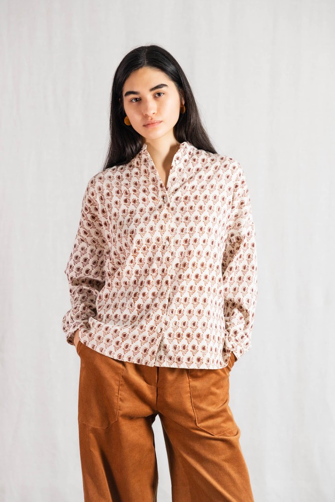 Bio-Baumwoll Bluse Hawali Blockprint from Jyoti - Fair Works