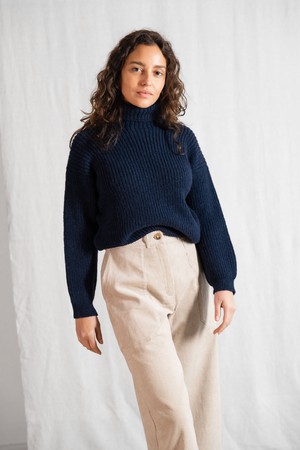 Baby-Alpaka Turtleneck Strickpullover Sabeti Blau from Jyoti - Fair Works Baby-Alpaka Turtleneck Strickpullover Sabeti Blau from Jyoti - Fair Works