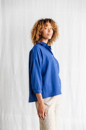 Bio-Baumwoll Bluse Mayank Kobaltblau from Jyoti - Fair Works