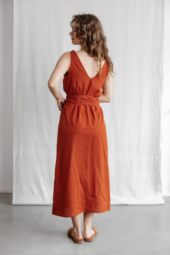 Bio-Baumwoll Kleid Agnila Terracotta from Jyoti - Fair Works
