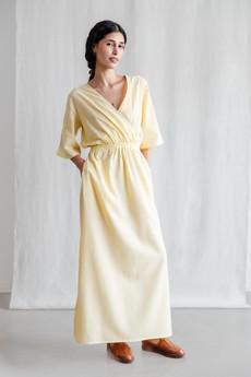 Bio-Baumwoll Kleid Vaasi Zitronengelb via Jyoti - Fair Works