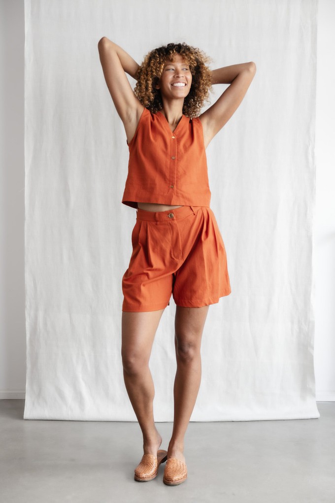 Bio-Baumwoll Shorts Kamalia Terracotta from Jyoti - Fair Works
