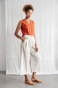 Baumwoll Culotte Awasi Grau-Weiß via Jyoti - Fair Works