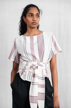 Baumwoll Wickelshirt Amaranth Webmuster Altrosa via Jyoti - Fair Works