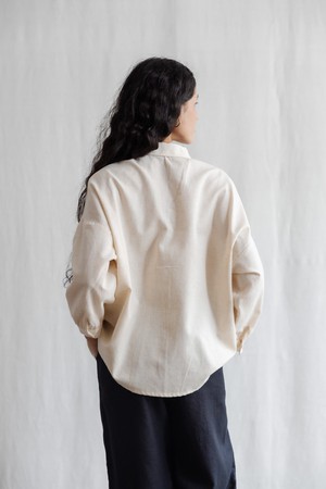 Flachs/Baumwoll Bluse Mayank Creme from Jyoti - Fair Works