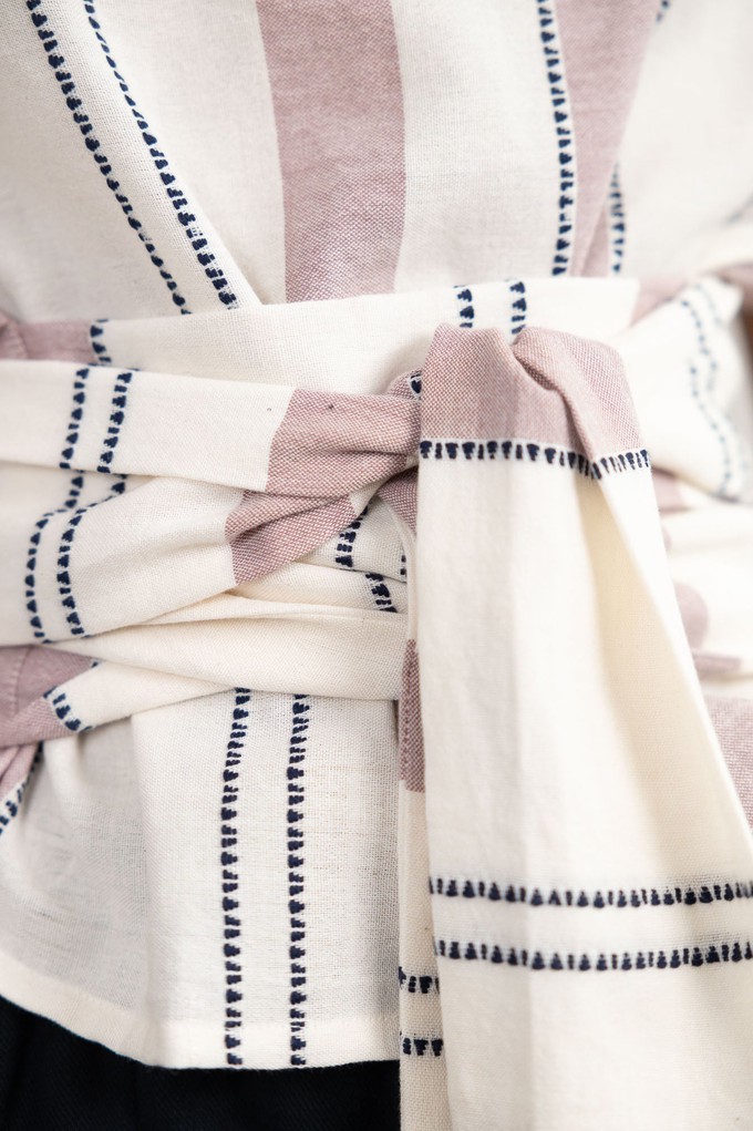 Baumwoll Wickelshirt Amaranth Webmuster Altrosa from Jyoti - Fair Works