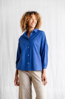Bio-Baumwoll Bluse Mayank Kobaltblau via Jyoti - Fair Works