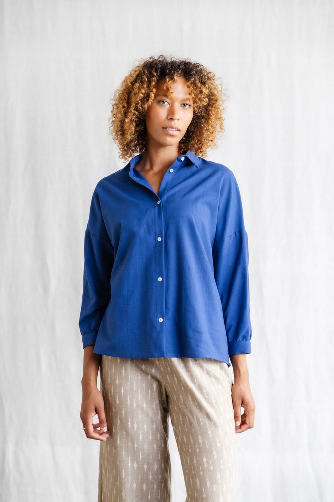 Bio-Baumwoll Bluse Mayank Kobaltblau from Jyoti - Fair Works
