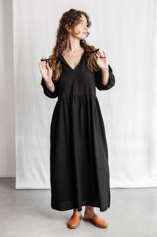 Bio-Baumwoll Kleid Paudali Schwarz via Jyoti - Fair Works