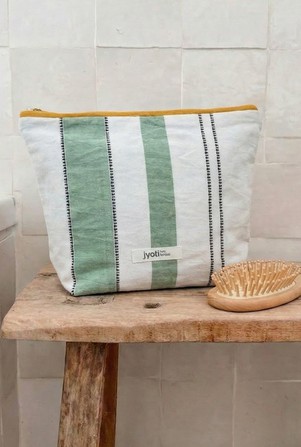 Baumwoll Kulturtasche Nahaana Webmuster Grün from Jyoti - Fair Works