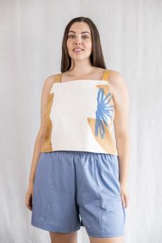 Bio-Baumwoll Top Chira Blockprint Savanne via Jyoti - Fair Works
