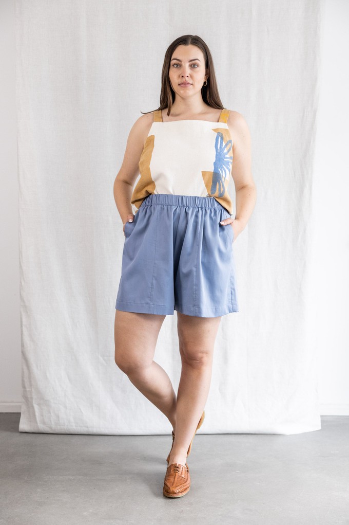 Bio-Baumwoll Shorts Sitaar Satinblau from Jyoti - Fair Works