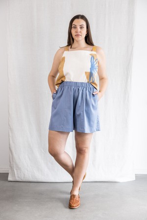 Bio-Baumwoll Shorts Sitaar Satinblau from Jyoti - Fair Works