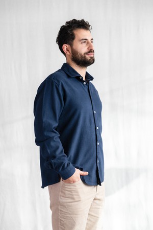 Bio-Baumwoll Flanellhemd Nakshita Grau-Blau from Jyoti - Fair Works