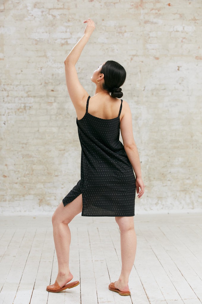 Bio-Baumwoll Kleid Renuka Ikat Schwarz from Jyoti - Fair Works