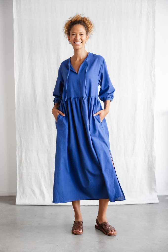 Bio-Baumwoll Kleid Paudali Kobaltblau from Jyoti - Fair Works