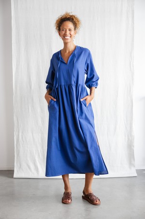 Bio-Baumwoll Kleid Paudali Kobaltblau from Jyoti - Fair Works