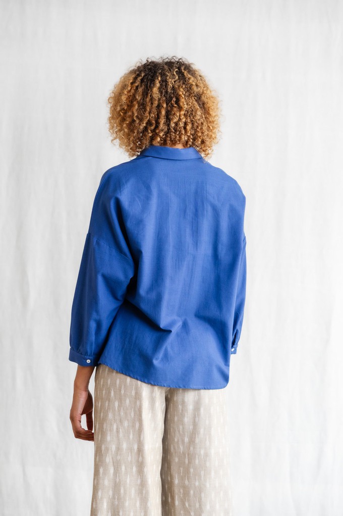 Bio-Baumwoll Bluse Mayank Kobaltblau from Jyoti - Fair Works