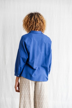 Bio-Baumwoll Bluse Mayank Kobaltblau from Jyoti - Fair Works