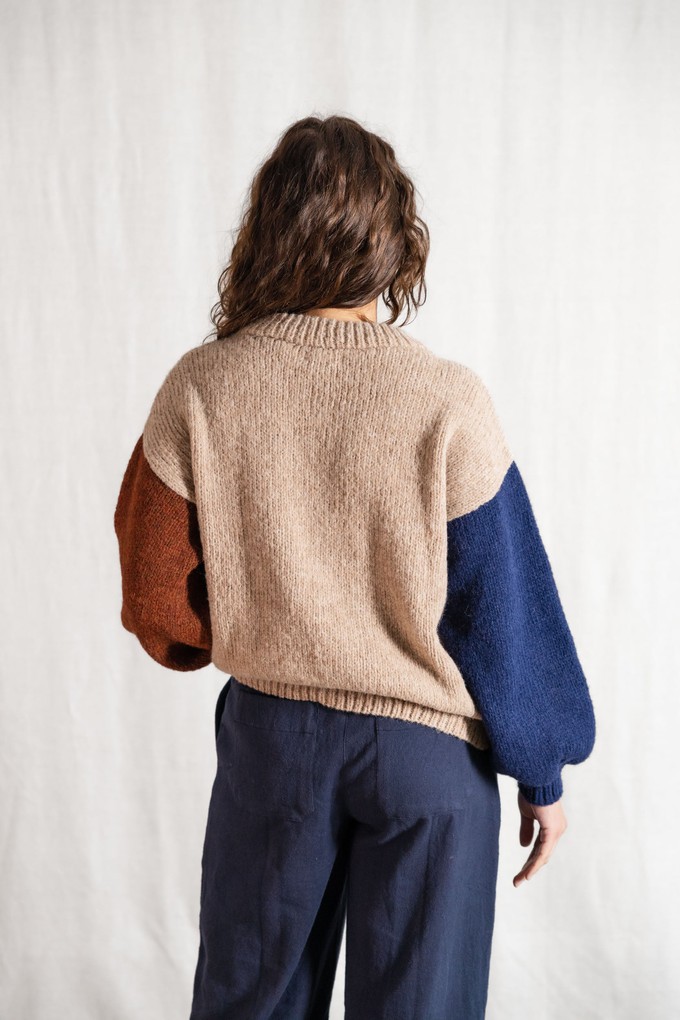 Baby-Alpaka Strickpullover Lupuna Colorblock Sand from Jyoti - Fair Works Baby-Alpaka Strickpullover Lupuna Colorblock Sand from Jyoti - Fair Works
