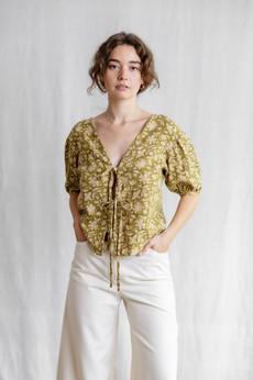 Hanf/ Tencel Bluse Kalira Blockprint via Jyoti - Fair Works