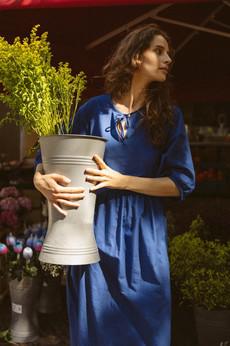 Bio-Baumwoll Kleid Paudali Kobaltblau via Jyoti - Fair Works