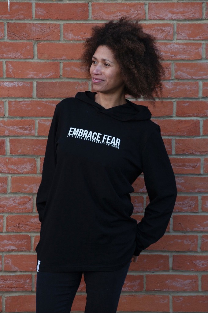 ‘Embrace Fear’ Black Unisex Hoodie T-shirt from Kind Kompany