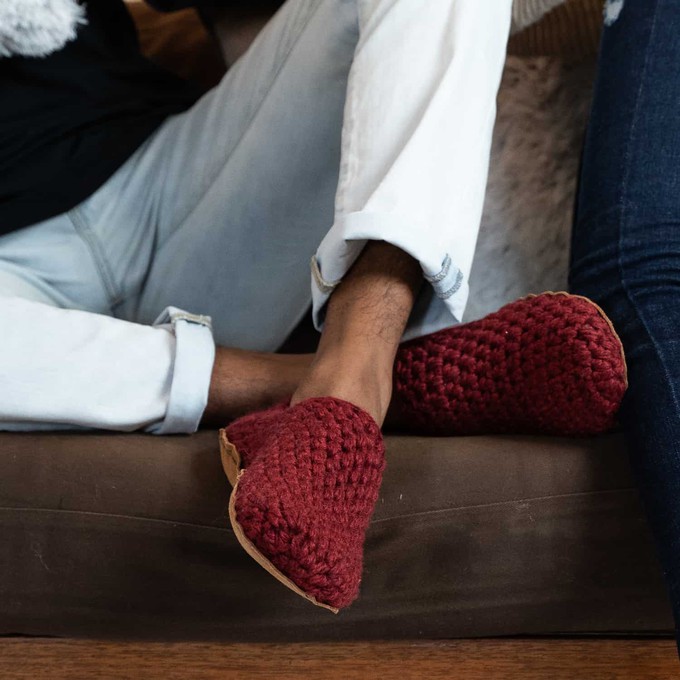 Wine Bamboo Wool Slippers from Kingdom of Wow!