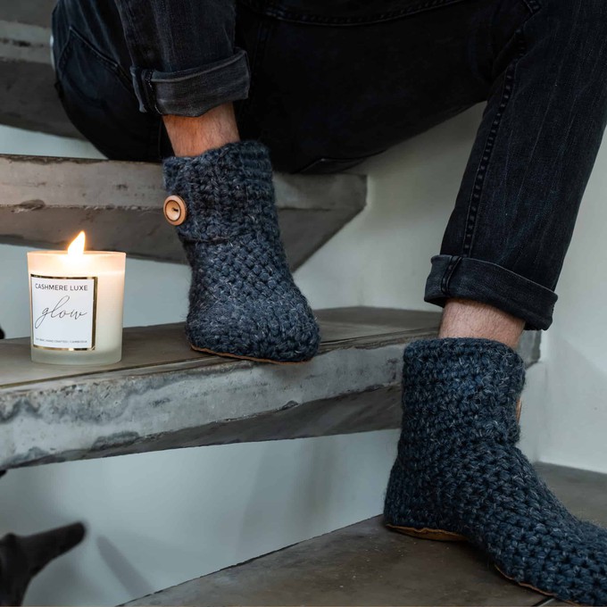 Charcoal Wool Bamboo Bootie Slippers from Kingdom of Wow!