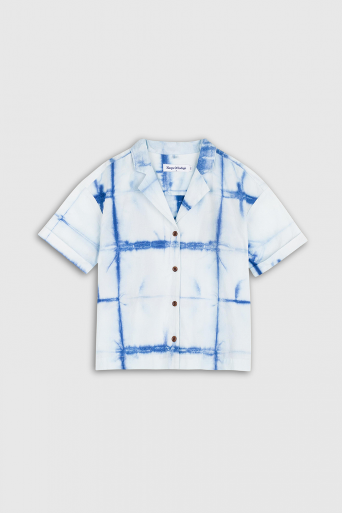 ATHALIE SHORT SLEEVE | SHIBORI NATURAL INDIGO from Kings of Indigo