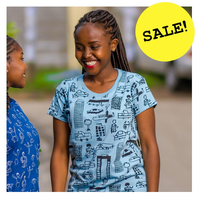 NAIROBI CITY Frauen Shirt Hellblau from Kipepeo-Clothing