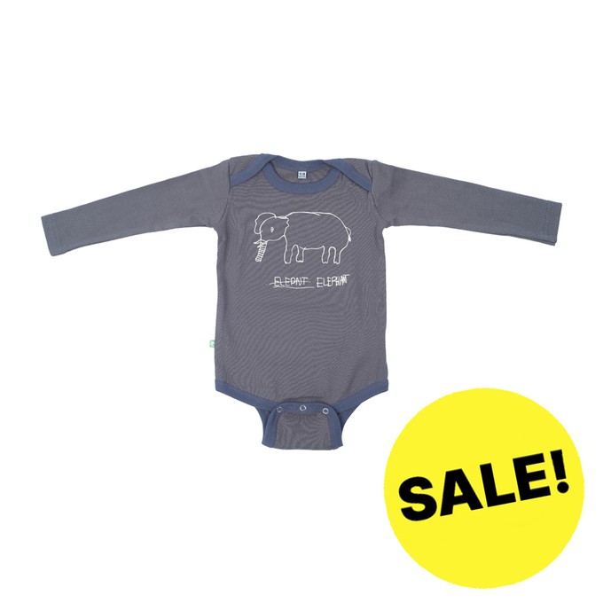 ELEPHANT Babybody Dunkelgrau from Kipepeo-Clothing