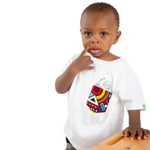 NYANI POCKET Kinder Shirt Weiß from Kipepeo-Clothing