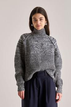 MILLIE Wool Stripe Jumper - Charcoal via KOMODO