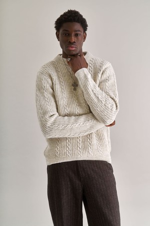 CABLE Lambs Wool Jumper - Natural from KOMODO
