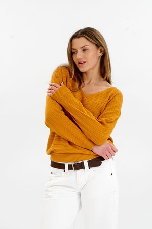 PIA Organic Cotton Pointelle Jumper - Mustard from KOMODO