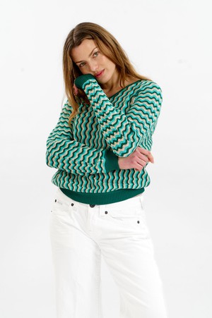 CLOVER Organic Cotton Pointelle Jumper - Green from KOMODO