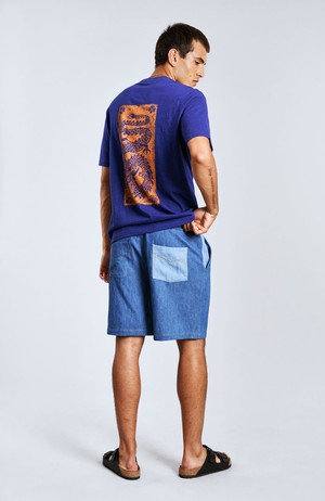 MARIO - Linen Shorts Blue Patchwork from KOMODO