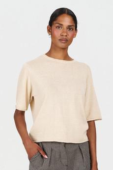 CAMILLE Organic Linen Cotton Tee - Almond via KOMODO