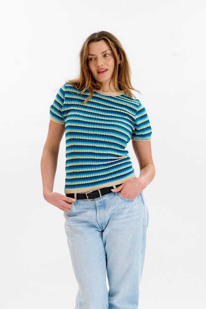 PENELOPE Organic Cotton Pointelle Knit Tee - Ocean from KOMODO