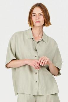 KIMONO Tencel Linen Shirt - Soft sage via KOMODO