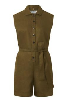SIENNA - Organic Linen Cotton Playsuit - Khaki via KOMODO