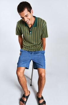 MARIO - Linen Shorts Blue Patchwork via KOMODO