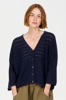 MALI Organic Ramie Cotton Batwing Jumper - Navy via KOMODO