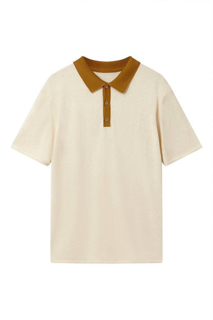 FRANK - Organic Cotton Knit Polo - Sand from KOMODO