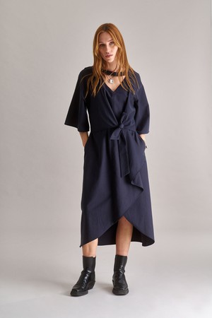VIVIENNE Cotton Tencel Dress - Navy from KOMODO
