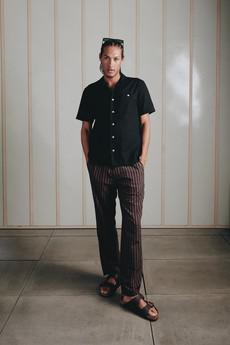 JOSHUA - Organic Cotton Trouser - Brown Stripe via KOMODO