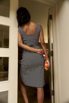 BESSETTE Organic Cotton Dress - Navy Stripe via KOMODO