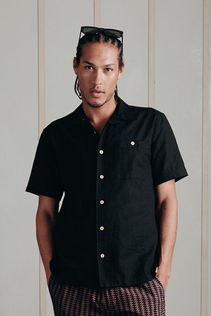 SPINDRIFT - Organic Linen Cotton Shirt - Black from KOMODO