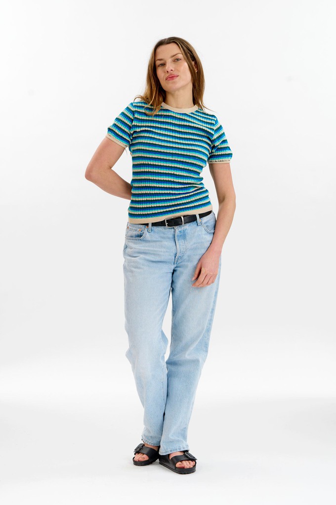 PENELOPE Organic Cotton Pointelle Knit Tee - Ocean from KOMODO